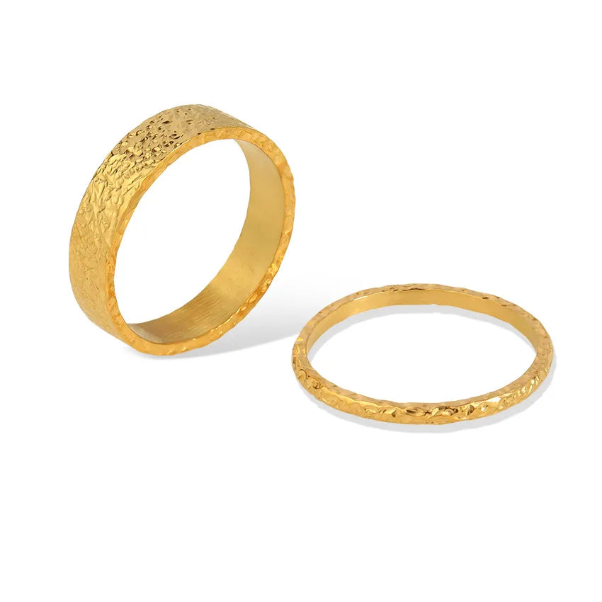 Classic Vintage Lava Texture Titanium Steel Ring Waterproof Stainless Steel Plated 18k Gold Personality Ring Jewelry