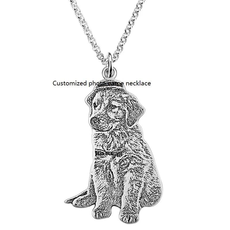 Personalized Stainless Steel Photo Necklace for Family Custom Name Under Picture Engraved Memory Gift Character Necklaces