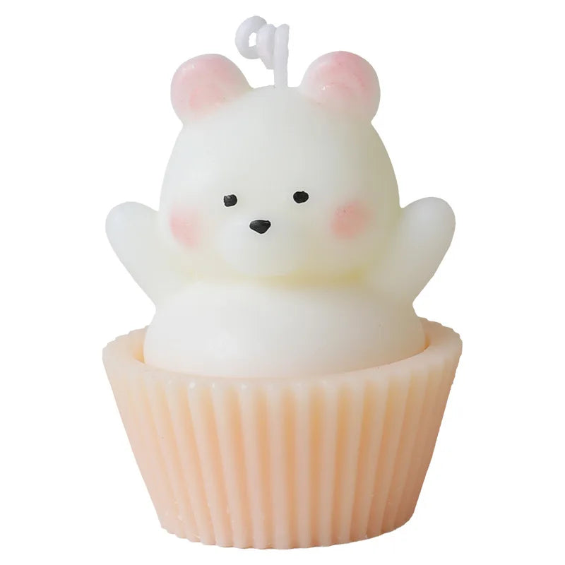 Cake Bear Animal Shaped Luxury Soy Wax Handmade Eco-Friendly Smokeless Custom Fragrance Scented Candle Gift for Home Decoration