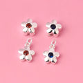 8mm Flower Charm 925 Sterling Silver Zircon Red Blue Flower Spacer Beads  for Bracelet Jewelry Making Supplies