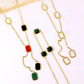 Dainty 18k Gold Plated Necklace Custom Fashion Jewelry Square Stainless Steel Shell Acrylic Turquoise Y Lariat Necklaces