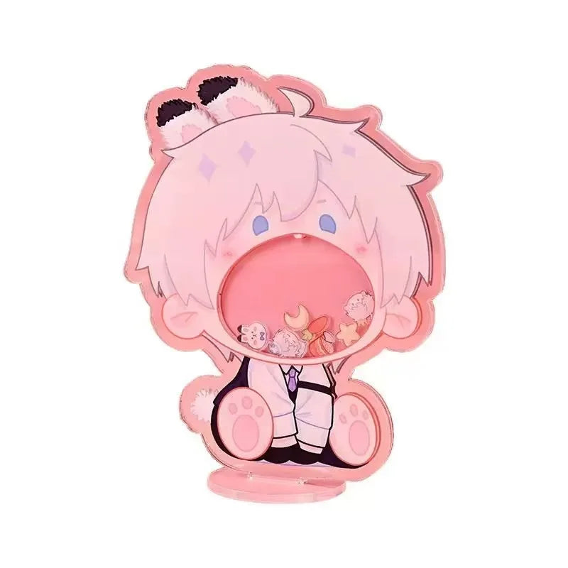 NX-A001 Hot Sale Custom Acrylic Key Ring Hologram Anime Printed Glitter Charms Keychain Standee Holder Stand