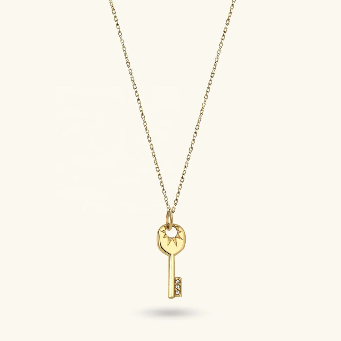 LOZRUNVE Silver 925 Classic 14k Gold Plated Vermeil Key Pendant Necklace Fashion