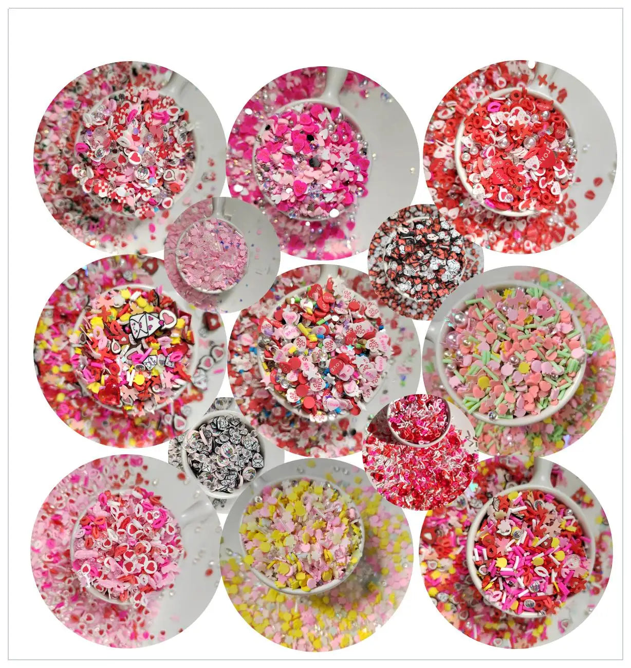 Valentine Series Cute Lips Flower Hearts Clay Slices Romantic Mixed Sprinkles Supplies Slime Crafts Filling