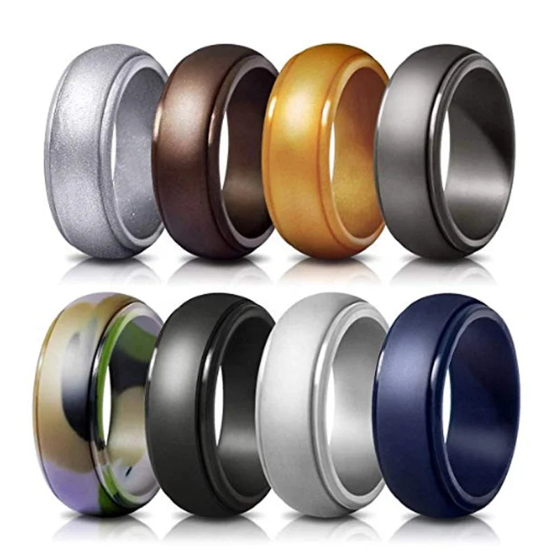 Best Seller Silicone Ring Step Edge Wedding Band Silicone Sports Rings for Men
