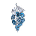Trendy Vintage Style Rhodium Plated 925 Sterling Silver London Blue Topaz Grape Pendant for Women Gift