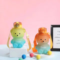 800ML Cute Plastic Sports Bottle Kid School Bottle with Straw Girl's Water Kettle Drinking Mug Gradient Bear Shaped Water Bottle