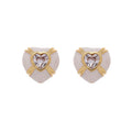 Vintage 18K Gold Plated Brass Jewelry Earrings Cubic Zirconia Double Heart Stud Earrings for Women Jewelry Gift