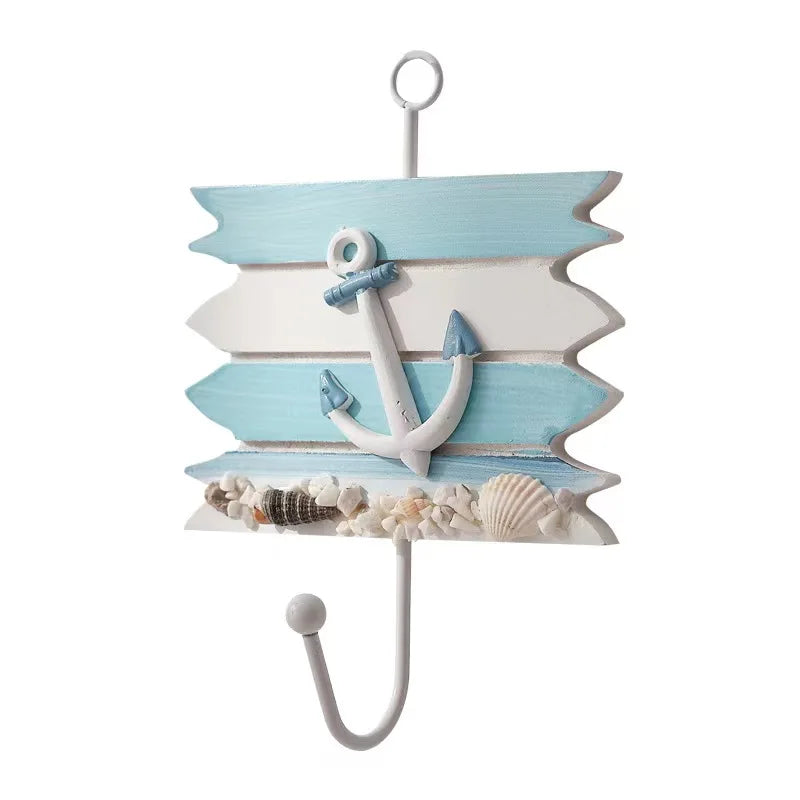 Mediterranean Wall Decor Hooks Wood and Iron Coat and Hat Creative Small Home Accessories