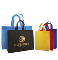 Expedited Custom Gold Logo Non-Woven Shopping Tote Bag Reusable with Striped Pattern for Promotions