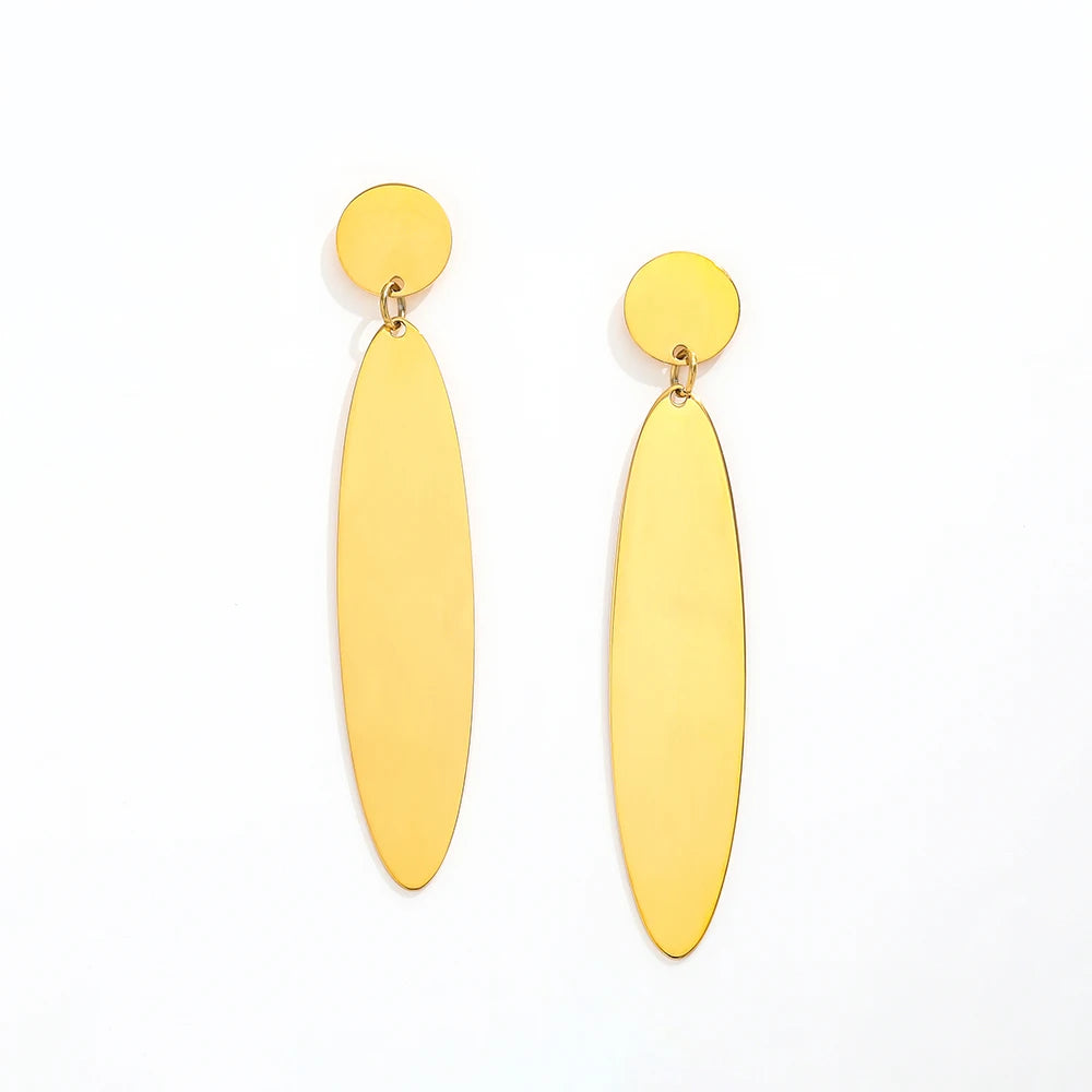 Trendy Earring 18K Gold Plated Statement Oval Geometric Dangle Stud Earrings Wholesale Stainless Steel Jewelry for Women