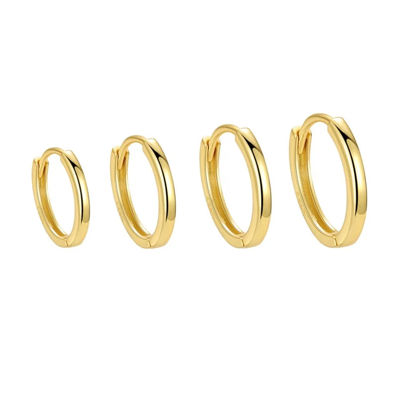 GE88 Hypoallergenic Minimalist Round Fine Jewelry Custom 925 Sterling Silver 18k Gold Plated Thick Hoop Earrings for Women