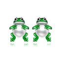Hot Sale Animal Jewelry for Women 925 Sterling Silver Enamel Pearl Frog Stud Earrings
