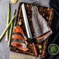 Professional Japanese High Carbon Stainless Saya Scabbard Kitchen Sakimaru Sushi Knives with Rose Wood and Buffalo Horn Handle