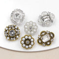 RB021 Vintage Metal Crystal Flower Shape Rhinestone Button Charms Accessories Diy Jewelry Making