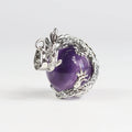 Amethyst Necklace Pendant Silver Dragon Purple Natural Crystal Healing Gemstone  Crystal Birthday Gift for Women