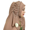 2023 Hot Selling Pearl Chiffon Solid Color Headscarf Tassel Muslim Women's Hijab Shawl Women's Headscarf Scarf