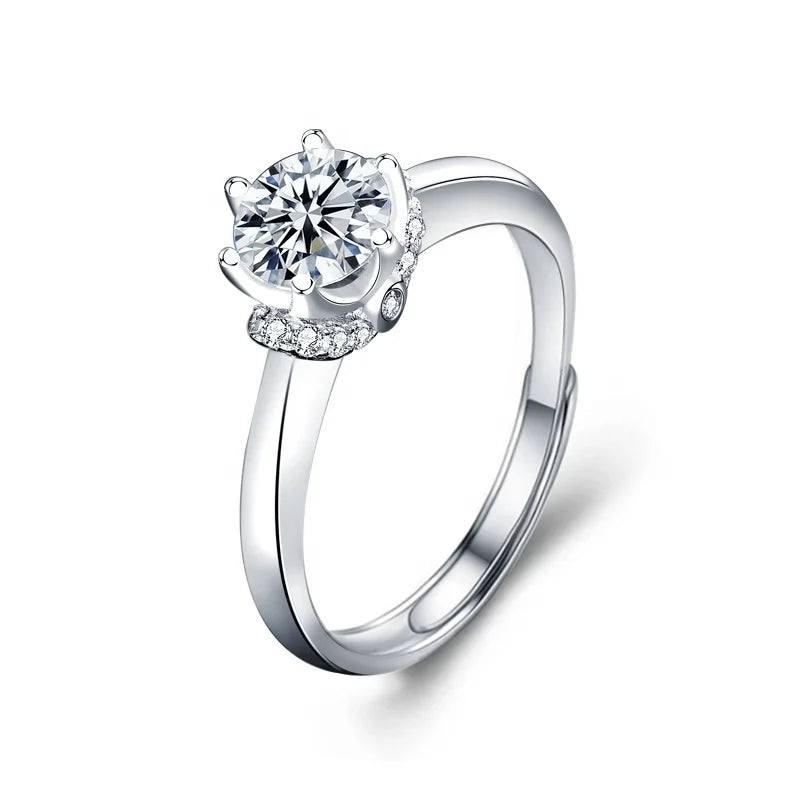 Ideal Cut 1 Carat Moissanite Diamond Jewelry 925 Sterling Silver Solitaire Engagement Adjustable Women Ring Destiny Jewellery