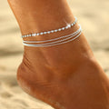 AA00689 Boho Layered Crystal Anklets Rhinestone Ankle Bracelets Chain Beach Foot Jewelry for Women and Girls