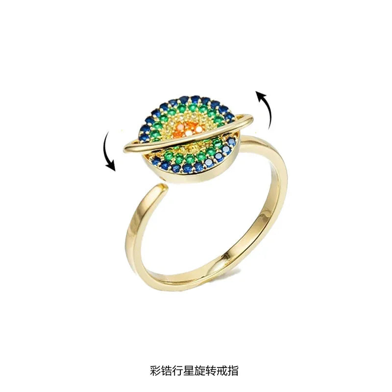 Fashion Planet Fidget Anxiety Rings for Women Spinner Rotatable Ring Adjustment Calming Worry Meditation Stress Relief Ring