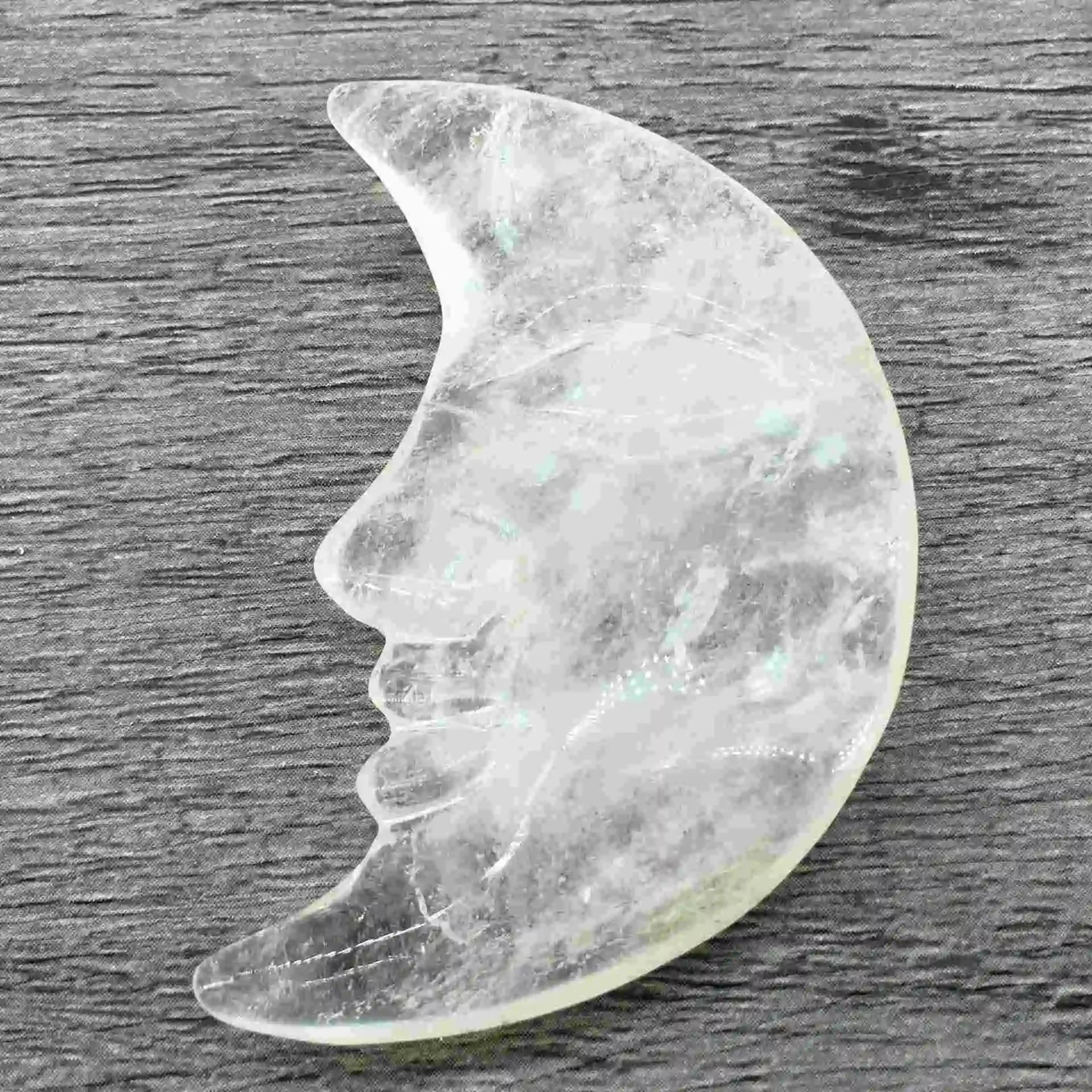 DIY Wholesale Bulk Customized Crystal Stone Tumbled Healing Crystal Carving Crystal Moon With Face Clear Quartz Moon Face