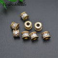 Wholesale Anti Fading 18K Gold Plated CZ Pave Tube Spacer Beads for DIY Woman Jewelry Necklace Bracelet Making
