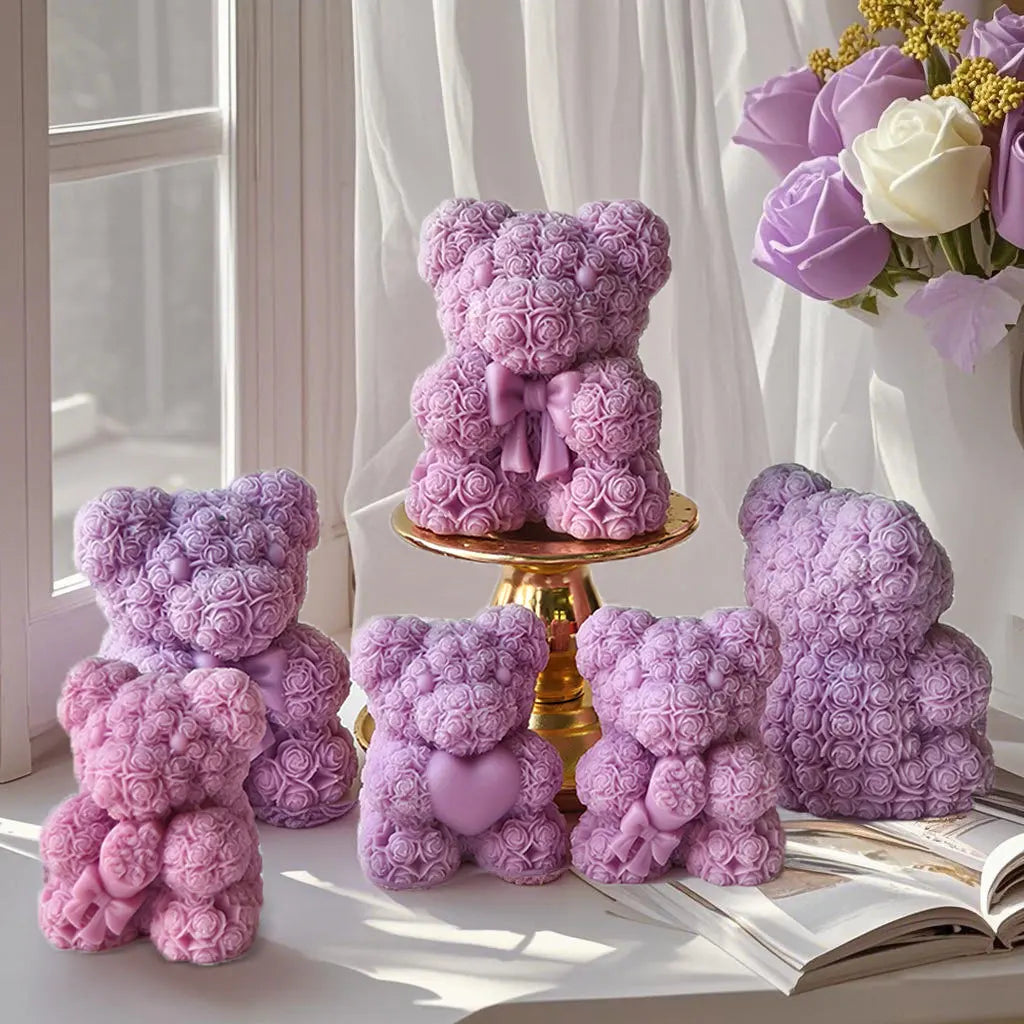Valentine's Day Love Bear Scented Candle Mold DIY Tanabata Handmade Soap Diffuser Stone Souvenir Mold