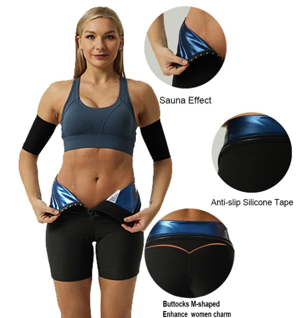 Sauna Shorts for Women Three Rows of Adjustable Hook-eye Waist Trainer Shorts Stimulate Sweating Sauna Neoprene Shorts