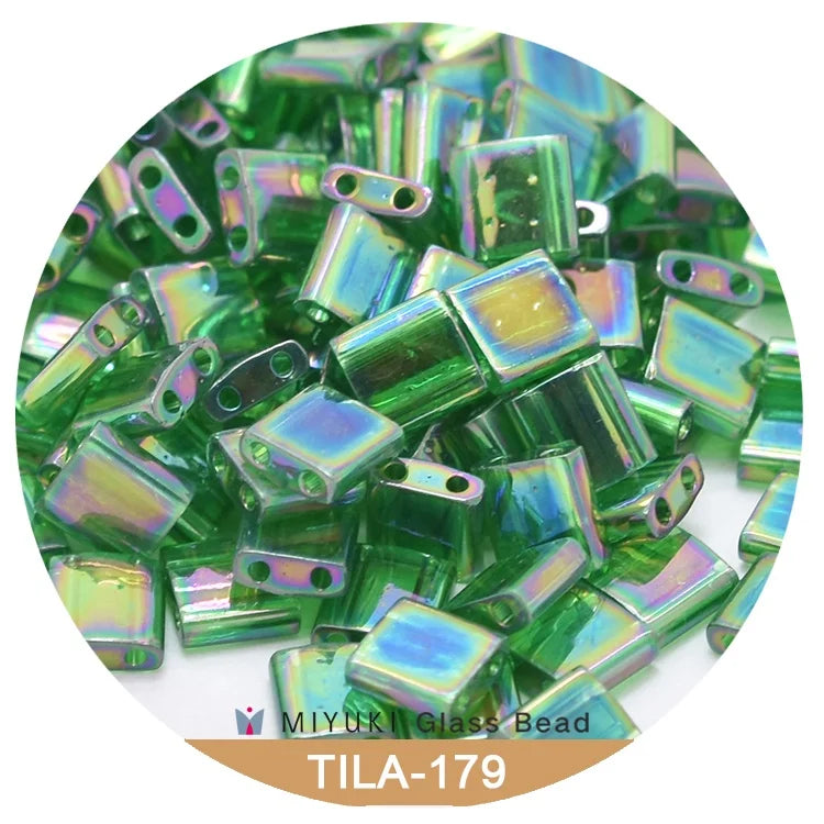 Miyuki  Tila Beads 5 * 5 * 1.9 mm [14 Color Transparent  Rainbow ]10g Pack
