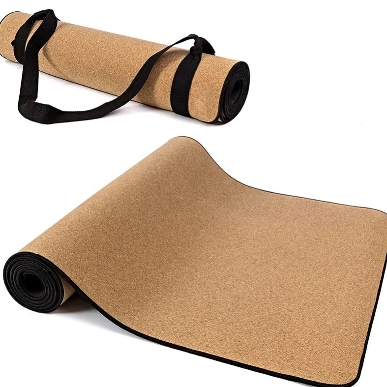 Custom Organic Gym High Quality Eco Friendly Laser Logo Color Print Natural Rubber Cork Yoga Mat 3cm Thick 183cm