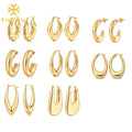 High Quality Tarnish Free Women Fashion Hypoallergenic Chunky Jewelry Stainless Steel 18K Gold Plated Hoop Earring