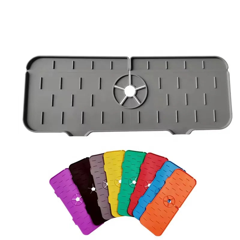 Nice Quality Modern Kitchen Silicone Sink Faucet Absorb Mat Eco-Friendly Waterproof Splash Pad Rectangle Pattern Lightweight