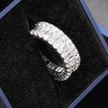Custom High Quality Cubic Zirconia Band Rings Women Silver Jewelry Unique Design Tennis Baguette Ring