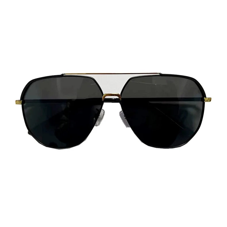 Sheriff Metal Frame Protection Driving Big Frame Double Bridge Polarized Sun Stainless Steel Black Icon Sunglasses Hear Waves