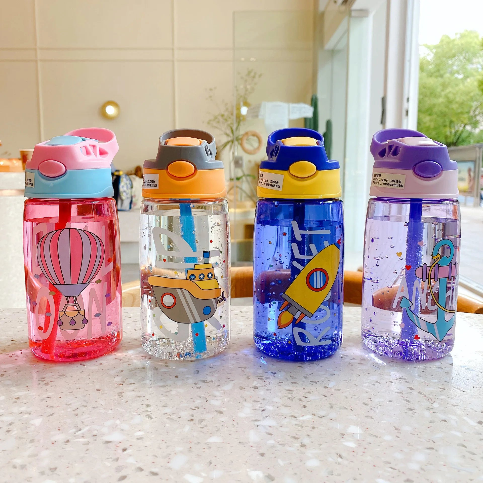 Kids Plastic Cartoon Patterns Children Kids School Free Drink Water Bottle