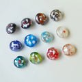 Personality 1.5*1.5cm Colorful Dot Flower Straight Hole Glass Beads Irregular Round Beaded for Diy Keychain Jewelry Accessories