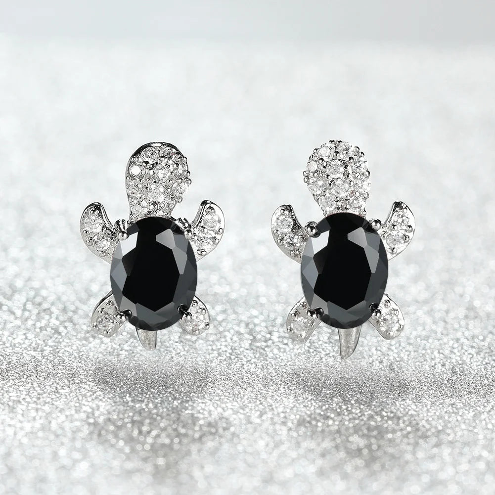 Brass Alloy with Cubic Zirconia Cz Stud Turtle Earring Women Earrings Jewelry