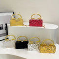 Stylish Acrylic Metallic Evening Bag with Dragon Heads Handle Unique Ice Crack Pattern Trendy 2025 Box Shape Crossbody Bag Women