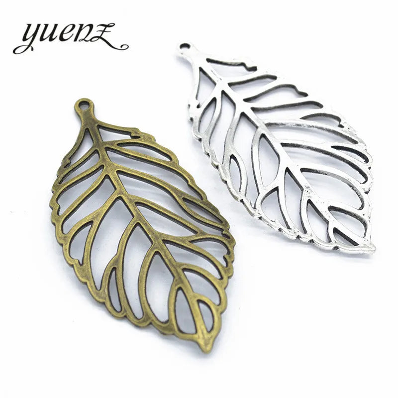 YuenZ 2 Color Antique Silver Color Tree Leaf Charms Metal Alloy Jewelry Diy Accessories 72*36mm Q328