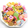 100 Pieces Mix Design Dessert Candy Donut Cookie Cake Resin Flat Back Cabochon Art Supply Decoration Charm Craft
