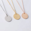 Custom Necklace Mirror Glossy Stainless Steel Pendant Personalized Necklace Engraved Name Round Disc Clavicle Necklace for Women