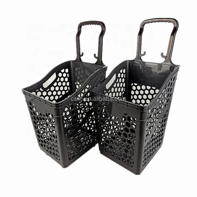 RH-BPR68-TSA  505*390*910mm  68L  Supermarket Rolling Basket Pull Shopping Basket