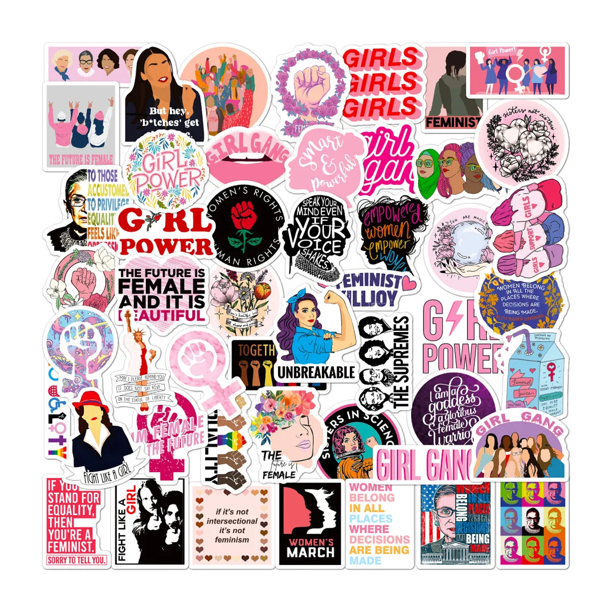50Pcs New Feminist Girl Woman Motivational Slogan Graffiti Stickers for Laptop Notebook Phone Waterproof Girl Power Sticker