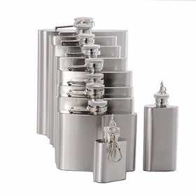 Hip Flask Set Outdoor Drinking Liquor Whiskey Alcohol Wine Pot Stainless Steel Mini Leather 6Oz Custom Hip Flask