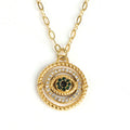 Wholesale Custom Stainless Steel Jewelry 18K PVD Plated Pave Zircon Round Rotatable Devil Evel Eye Pendant Necklace