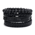 Fashion New Jewelry Personalized Woven Multi-layer  Bracelets Black Leather Cool Man Bracelet