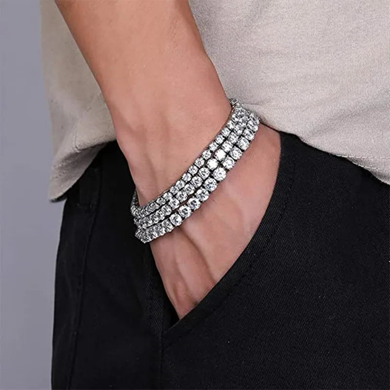 3mm 4mm 5mm Iced Out Zircon Diamond Stainless Steel 5A CZ Tennis Chain Bracelet Jewelry Gifts