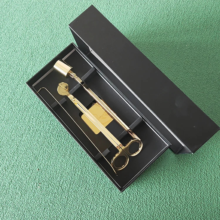 Gold Stainless Steel Unique Mini Cheap Wick Trimmer Hand Candle Snuffer Care Kit Accessory Set Candle Tool