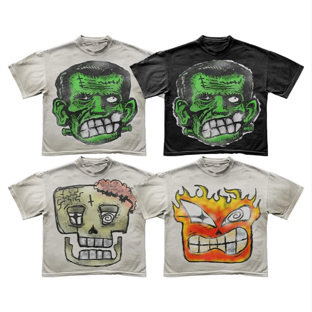 Custom Dtg Print Streetwear Graphic Tees Tshirt Boxy Fit t Shirt Acid Wash Mens Vintage T Shirts Boxy Fit Cropped T-shirt