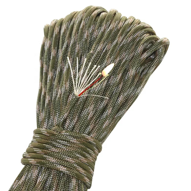 100 Feet (31m) Survival Firecraft Cord Outdoor Camping Paracord with Waxed Tinder